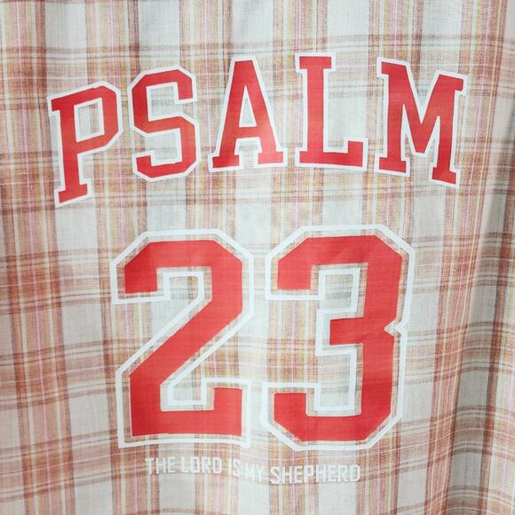 Psalm 23 The Lord Is My Shepard Plaid Western Pearl Snap Button Shirt, L/XL - Picture 2 of 5